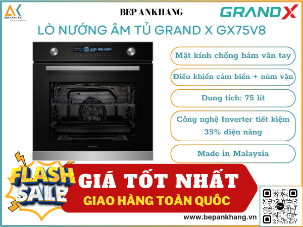 Lò nướng âm tủ Grand X GX75V8 - Made in Malaysia